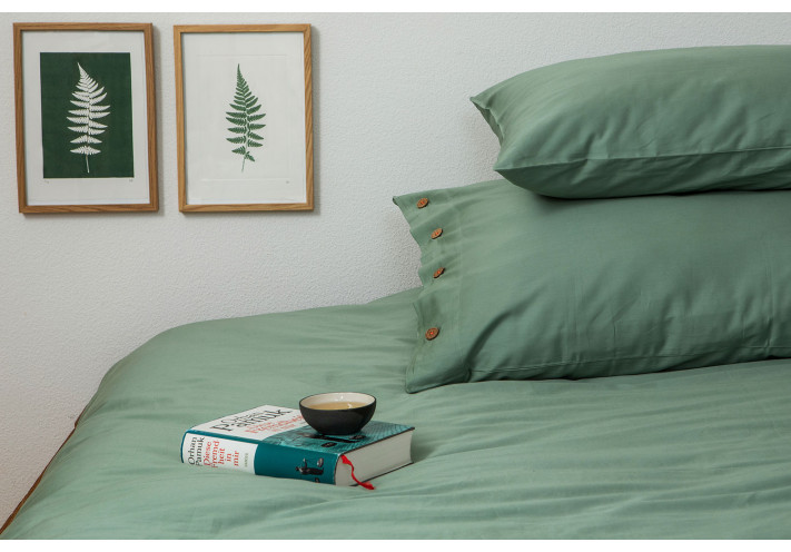 Pillow case with organic cotton. Fairtrade and organic cotton. Forrest Green.