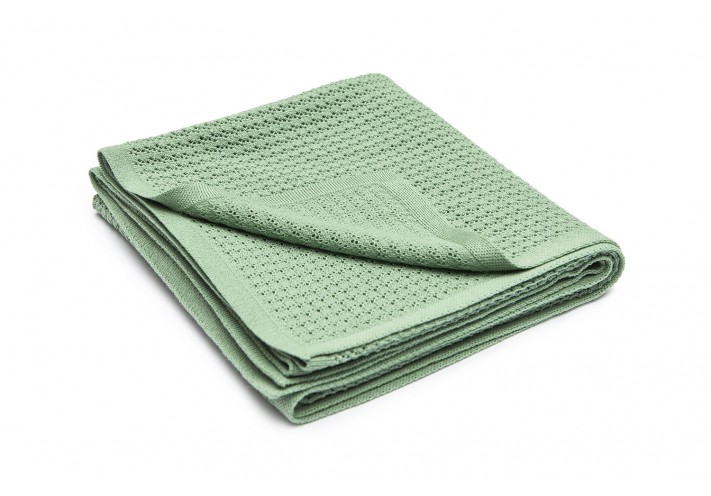 Throw made with fairtrade and organic cotton in blue, lilac, beige and grey